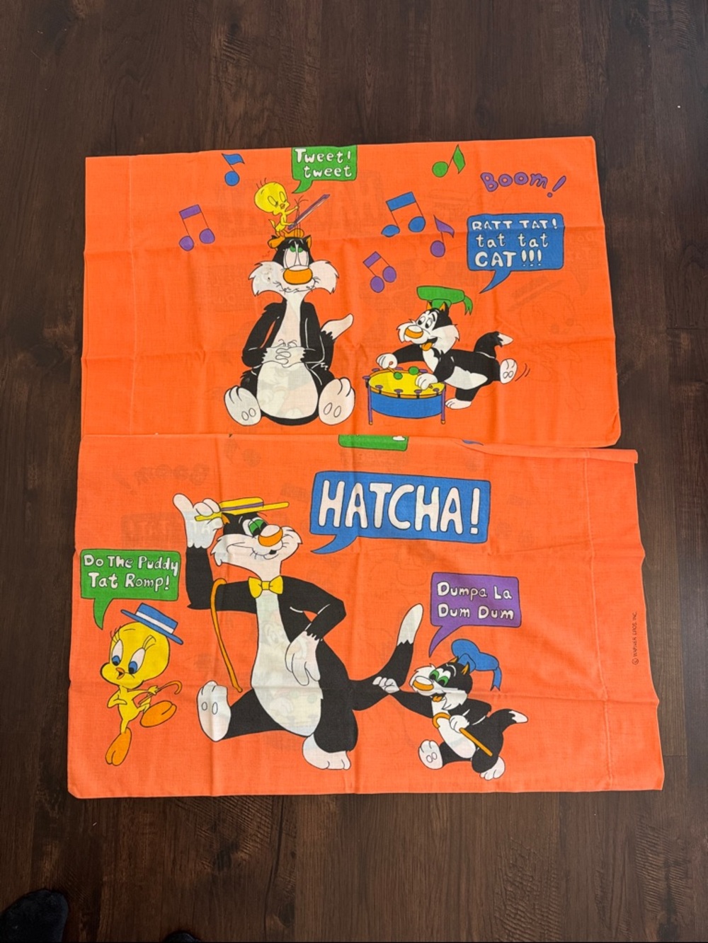 VINTAGE PILLOW CASE SET 2 SYLVESTER AND TWEETY BIRD WARNER BROS COLLECTIBLE FUN